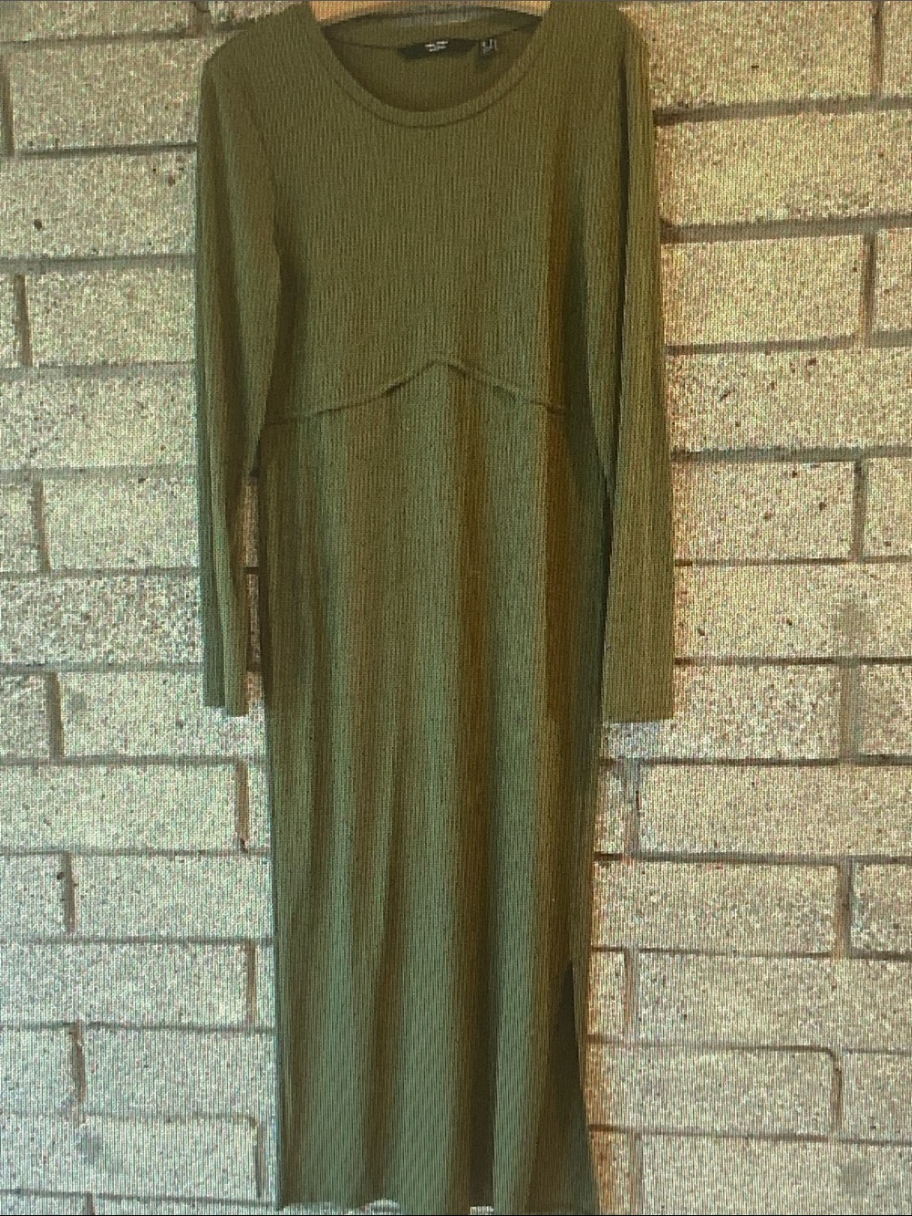 Vero Moda Olive Ribbed Long Sleeve Maxi Dress